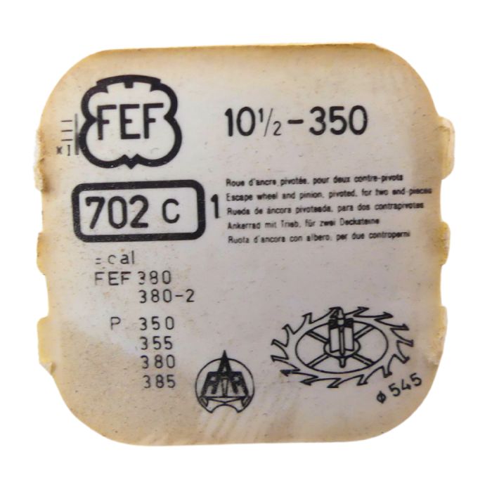 FEF 350 42 Roue d'ancre pivotée pour deux contre-pivots - Escape wheel and pinion pivoted for two end-pieces