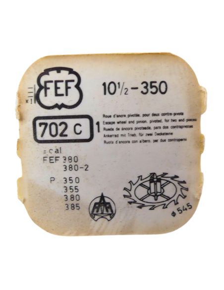 FEF 350 42 Roue d'ancre pivotée pour deux contre-pivots - Escape wheel and pinion pivoted for two end-pieces