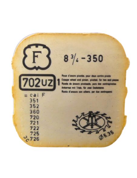 Felsa 350 702 Roue d'ancre pivotée pour deux contre-pivots - Escape wheel and pinion pivoted for two end-pieces