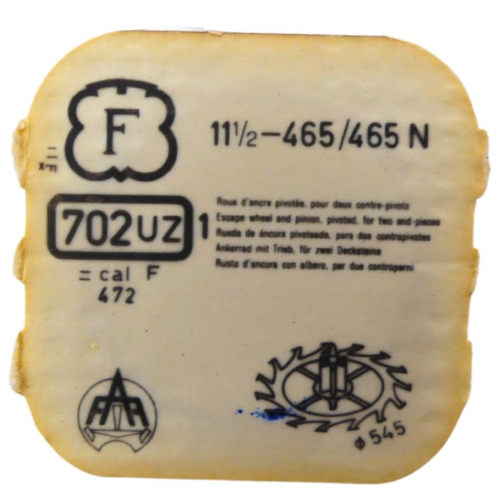 Felsa 465/465N 702 Roue d'ancre pivotée pour deux contre-pivots - Escape wheel and pinion pivoted for two end-pieces