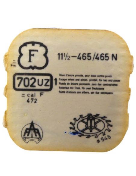 Felsa 465/465N 702 Roue d'ancre pivotée pour deux contre-pivots - Escape wheel and pinion pivoted for two end-pieces