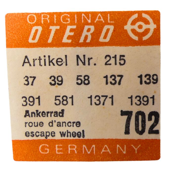 Otero 37 42 Roue d'ancre pivotée pour deux contre-pivots - Escape wheel and pinion pivoted for two end-pieces