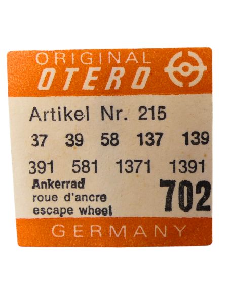 Otero 37 702 Roue d'ancre pivotée pour deux contre-pivots - Escape wheel and pinion pivoted for two end-pieces