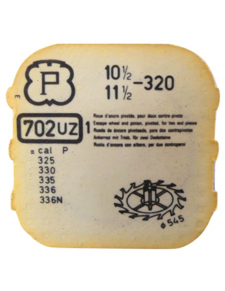 Peseux 320 42 Roue d'ancre pivotée pour deux contre-pivots - Escape wheel and pinion pivoted for two end-pieces