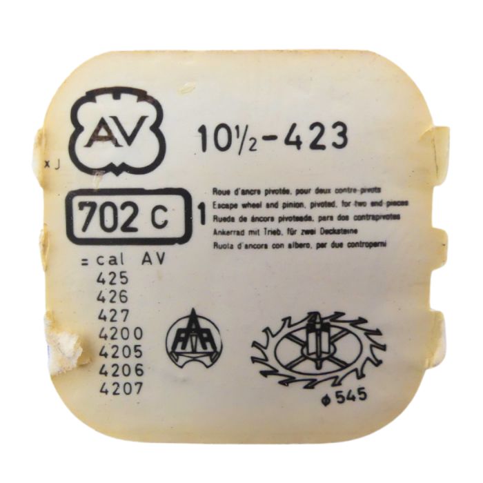 AV 423 42 Roue d'ancre pivotée pour deux contre-pivots - Escape wheel and pinion pivoted for two end-pieces