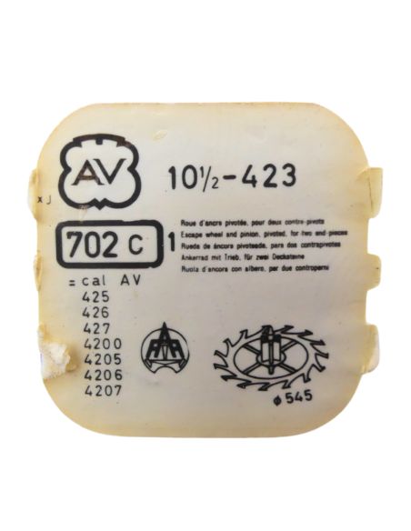 AV 423 42 Roue d'ancre pivotée pour deux contre-pivots - Escape wheel and pinion pivoted for two end-pieces