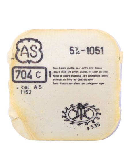 AS 1051 - 704 Roue d'ancre pivotée pour contre-pivot dessus (à l'unité) - Escape wheel and pinion pivoted for upper end-piece (p
