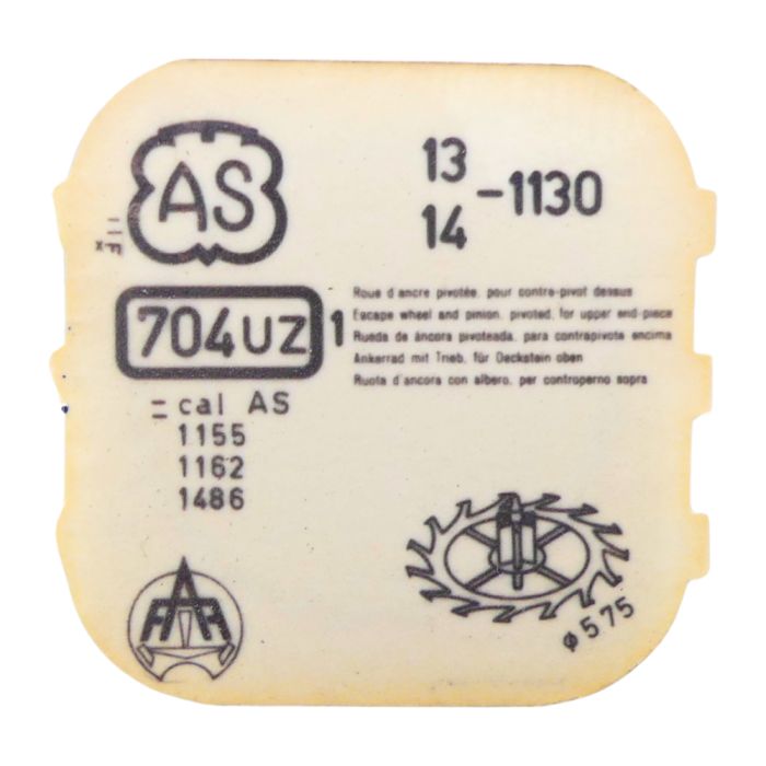 AS 1130 - 704 Roue d'ancre pivotée pour contre-pivot dessus (à l'unité) - Escape wheel and pinion pivoted for upper end-piece (p
