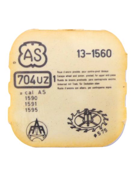 AS 1560 - 704 Roue d'ancre pivotée pour contre-pivot dessus (à l'unité) - Escape wheel and pinion pivoted for upper end-piece (p