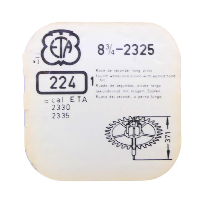 ETA 2325 - 224 Roue de seconde long pivot - Fourth wheel and pinion with second hand bit