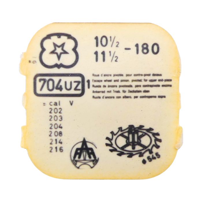 Venus 180 - 704 Roue d'ancre pivotée pour contre-pivot dessus (à l'unité) - Escape wheel and pinion pivoted for upper end-piece 