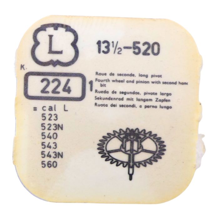 Landeron 520 - 224 Roue de seconde long pivot - Fourth wheel and pinion with second hand bit