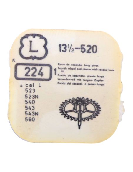 Landeron 520 - 224 Roue de seconde long pivot - Fourth wheel and pinion with second hand bit