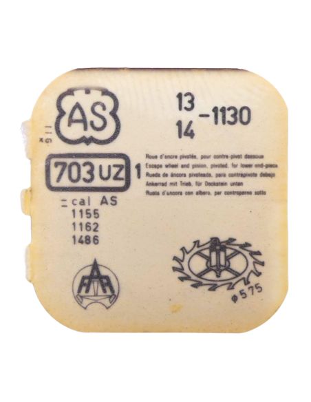 AS 1130 - 703 Roue d'ancre pivotée pour contre-pivot dessous (à l'unité) - Escape wheel and pinion pivoted for lower end-piece (