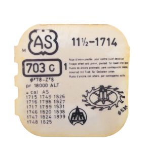 AS 1714 - 703 Roue d'ancre pivotée pour contre-pivot dessous (à l'unité) - Escape wheel and pinion pivoted for lower end-piece (