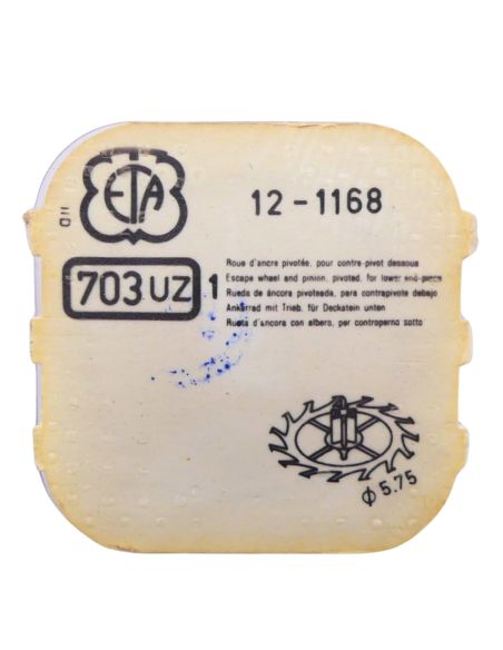 ETA 1168 - 703 Roue d'ancre pivotée pour contre-pivot dessous (à l'unité) - Escape wheel and pinion pivoted for lower end-piece 