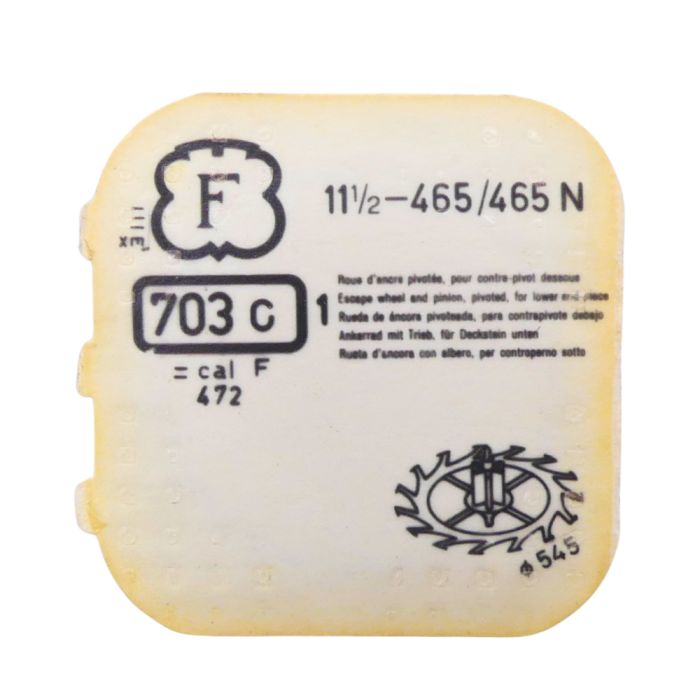 Felsa 465/465N - 703 Roue d'ancre pivotée pour contre-pivot dessous (à l'unité) - Escape wheel and pinion pivoted for lower end-