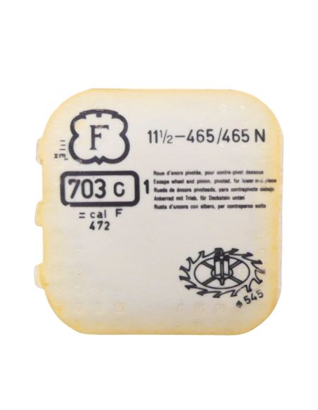 Felsa 465/465N - 703 Roue d'ancre pivotée pour contre-pivot dessous (à l'unité) - Escape wheel and pinion pivoted for lower end-