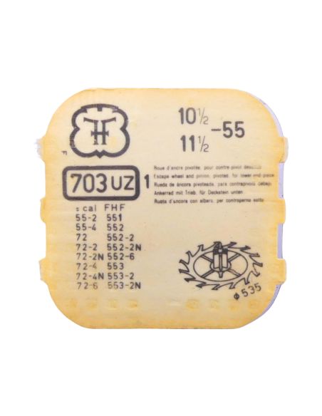 FHF 55 - 703 Roue d'ancre pivotée pour contre-pivot dessous (à l'unité) - Escape wheel and pinion pivoted for lower end-piece (p