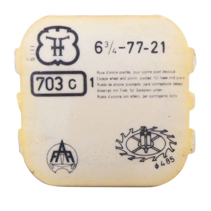 FHF 77-21 - 703 Roue d'ancre pivotée pour contre-pivot dessous (à l'unité) - Escape wheel and pinion pivoted for lower end-piece