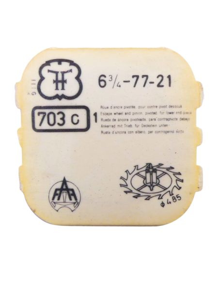 FHF 77-21 - 703 Roue d'ancre pivotée pour contre-pivot dessous (à l'unité) - Escape wheel and pinion pivoted for lower end-piece
