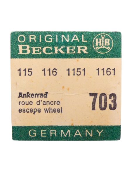 Becker 115 - 703 Roue d'ancre pivotée pour contre-pivot dessous (à l'unité) - Escape wheel and pinion pivoted for lower end-piec