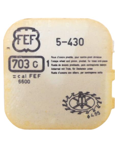 FEF 430 - 703 Roue d'ancre pivotée pour contre-pivot dessous (à l'unité) - Escape wheel and pinion pivoted for lower end-piece (