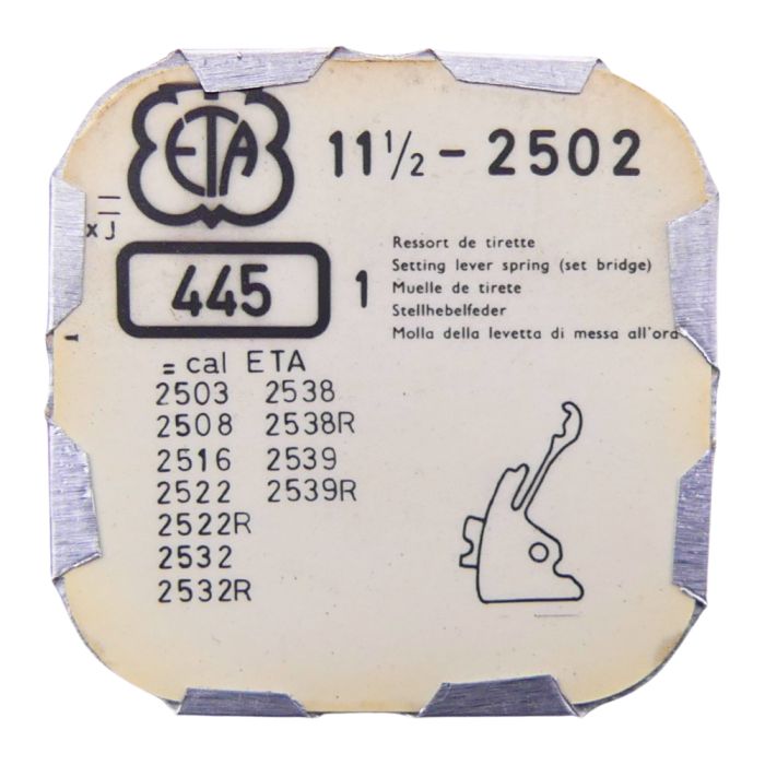 ETA 2502 - 445 Ressort de tirette (à l'unité) - Setting lever spring (set bridge) (per unit)
