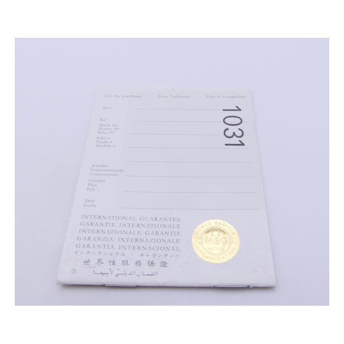 Omega1031 booklet de Garantie- International Warranty