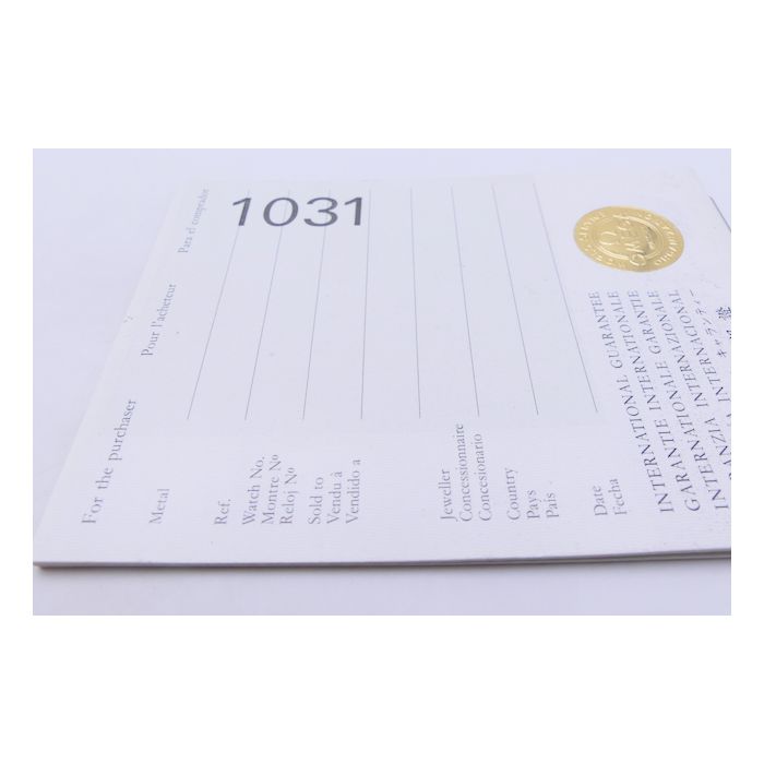 Omega1031 booklet de Garantie- International Warranty