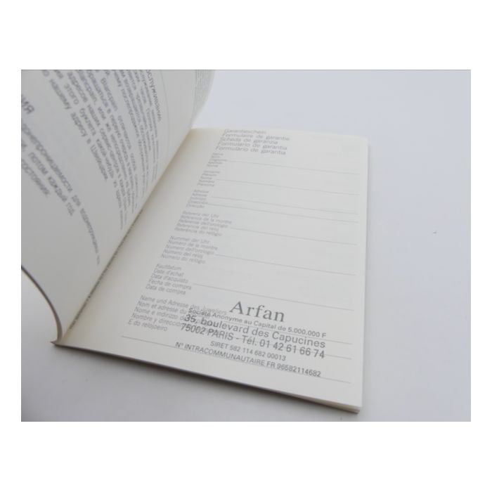 Blancpain livret de Garantie vierge - Guarantee booklet