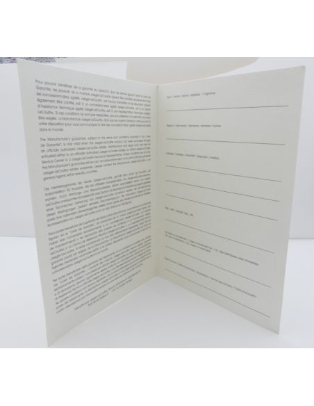 Jaeger-Lecoultre Certificat de Garantie vierge - Guarantee booklet