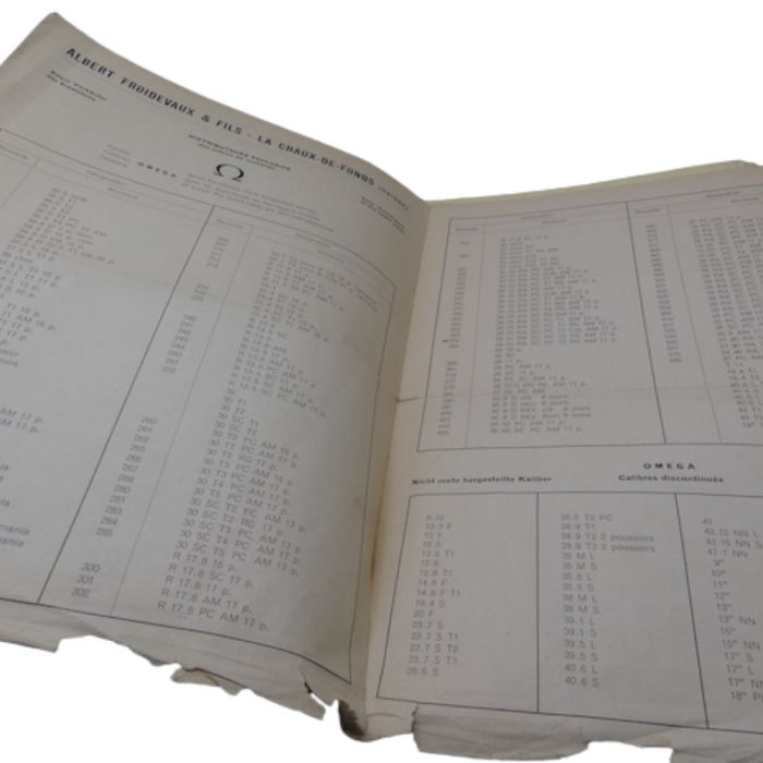 Omega Catalogue technique 1960 - Utilization of spare parts