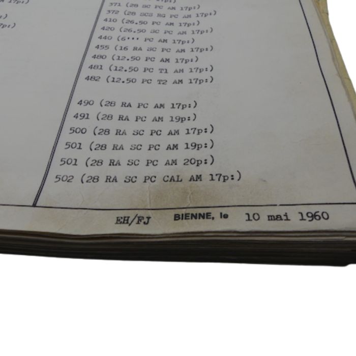 Omega Catalogue technique 1960 - Utilization of spare parts