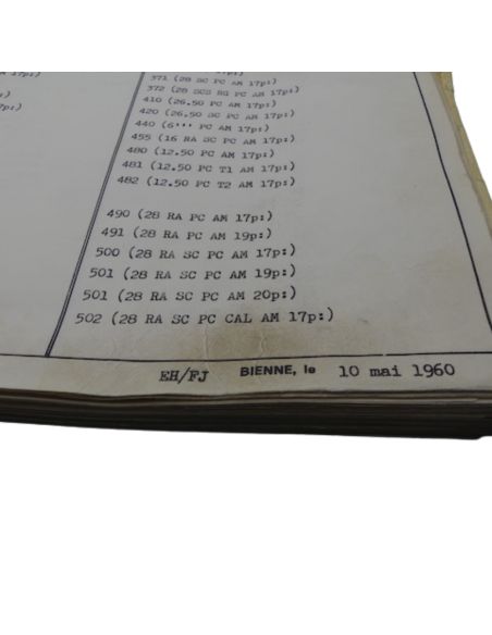 Omega Catalogue technique 1960 - Utilization of spare parts