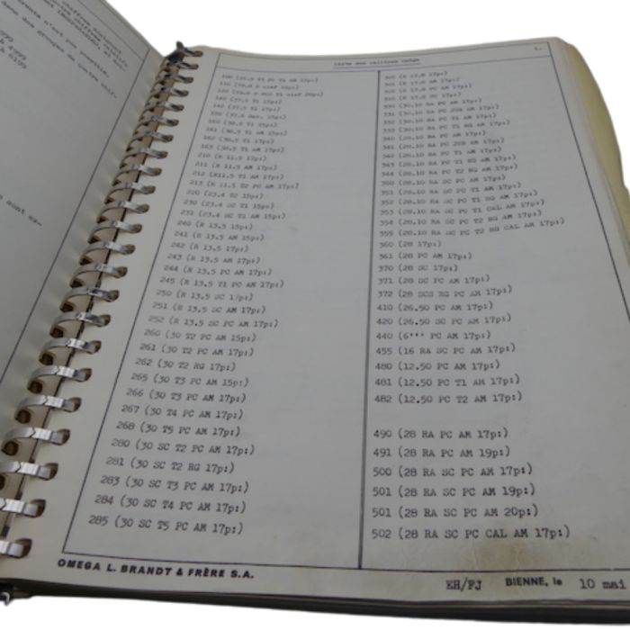 Omega Catalogue technique 1960 - Utilization of spare parts