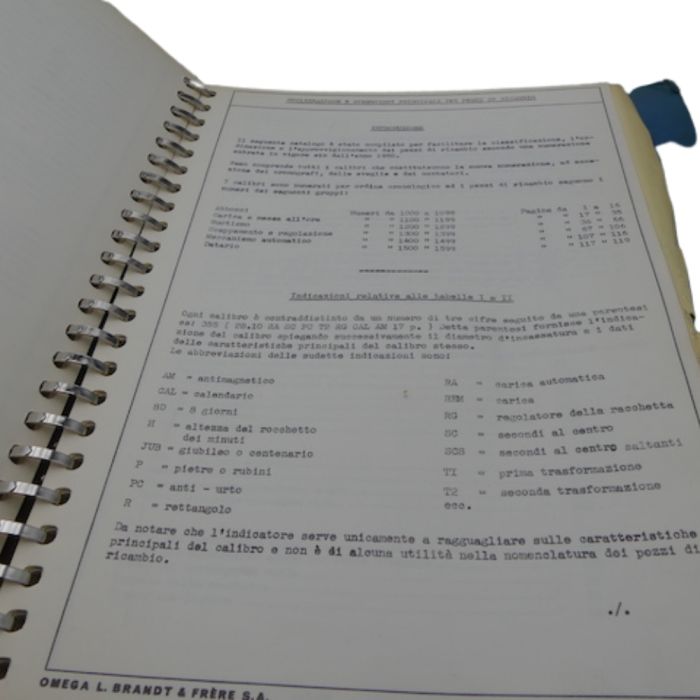 Omega Catalogue technique 1960 - Utilization of spare parts