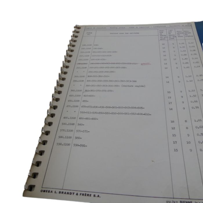 Omega Catalogue technique 1960 - Utilization of spare parts