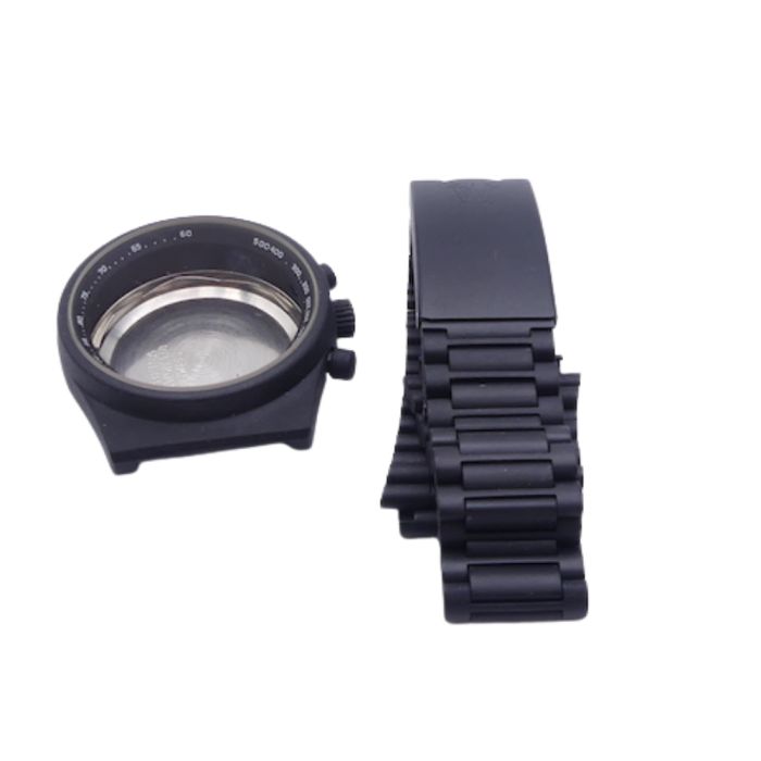 Lemania 1873 Boîtier PVD noir - Black case with strap