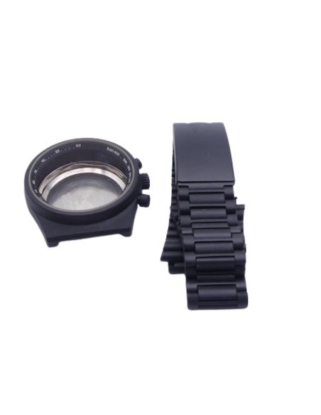 Lemania 1873 Boîtier PVD noir - Black case with strap