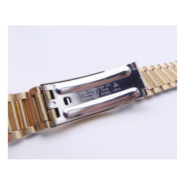 Pulsar Calculator Time computer Bracelet doré - gold filled strap - 1977