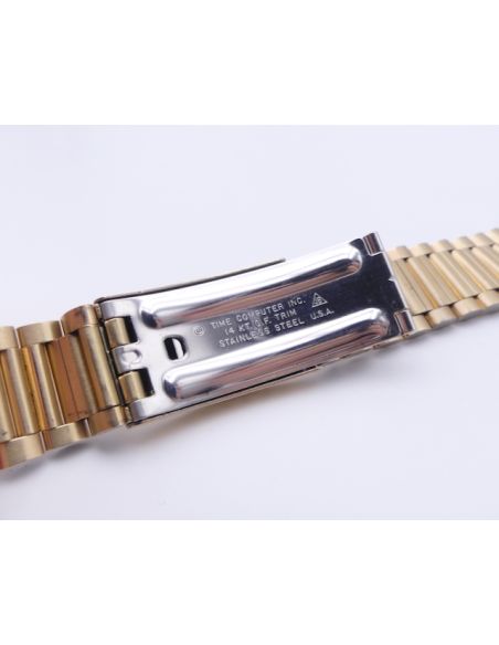 Pulsar Calculator Time computer Bracelet doré - gold filled strap - 1977