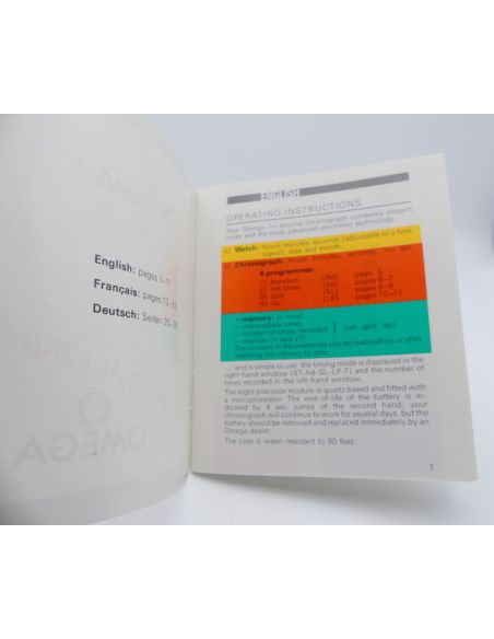 Omega Chronographe Seamaster 1/100 Livret - Booklet - Cal 1670