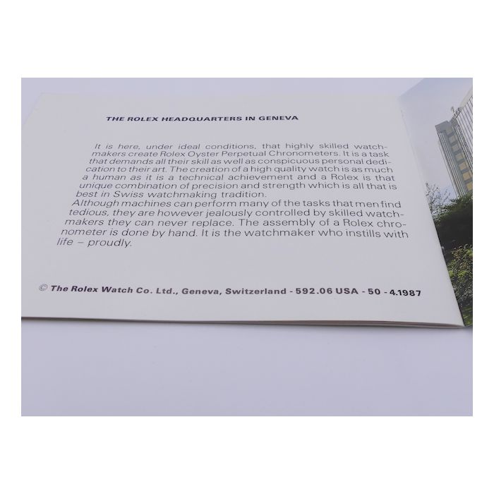 Rolex Day-Date Booklet - 1987