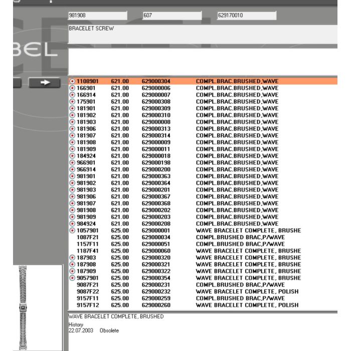Ebel Wave Vis de bracelet - Screw for strap - 981908/607