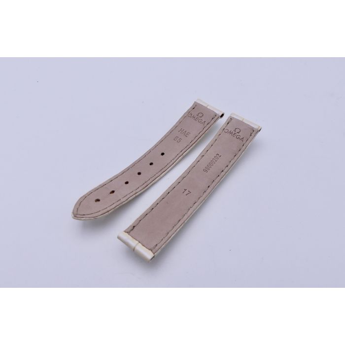 Omega bracelet Alligator blanc nacré - De Ville chronograph lady strap - 9800.02.02