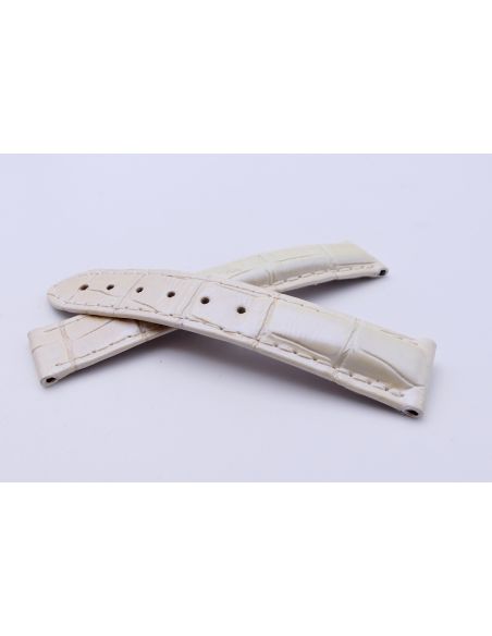 Omega bracelet Alligator blanc nacré - De Ville chronograph lady strap - 9800.02.02