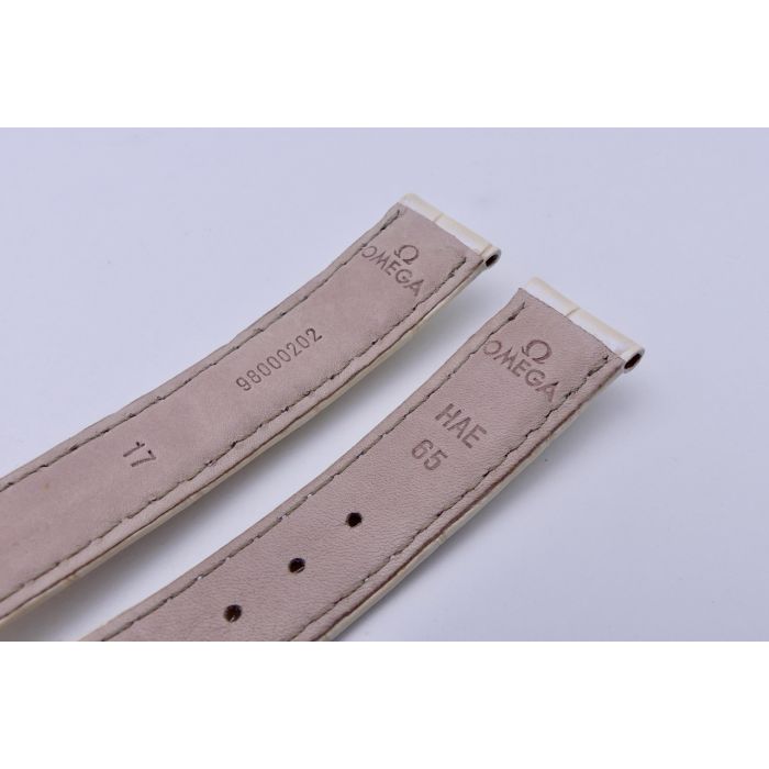 Omega bracelet Alligator blanc nacré - De Ville chronograph lady strap - 9800.02.02