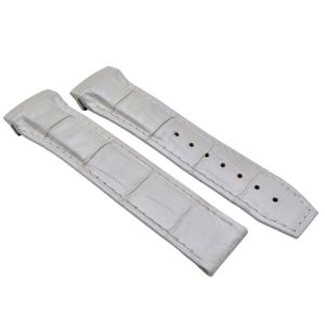 Omega bracelet Alligator blanc nacré - White pearlised strap - 9800.02.13