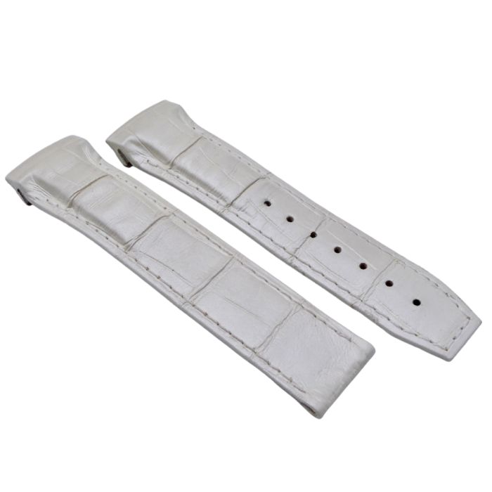 Omega bracelet Alligator blanc nacré - White pearlised strap - 9800.02.13